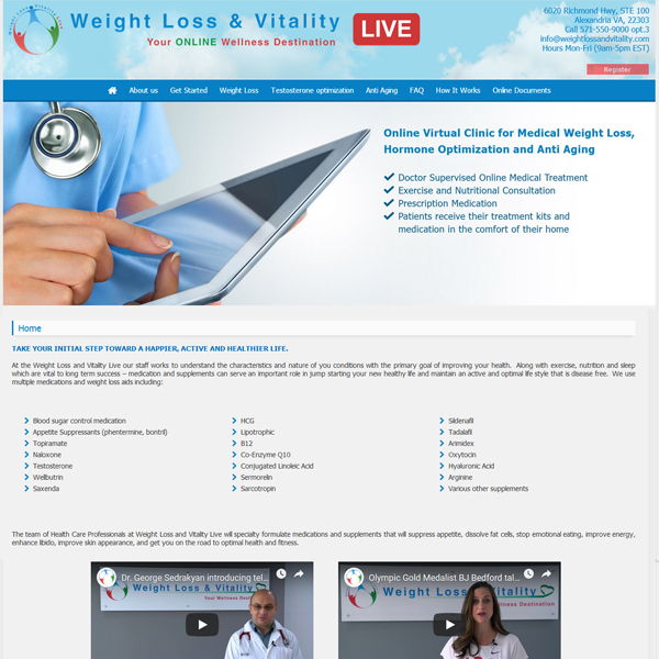 weightlossandvitalitylive.com կայքի պատրաստում